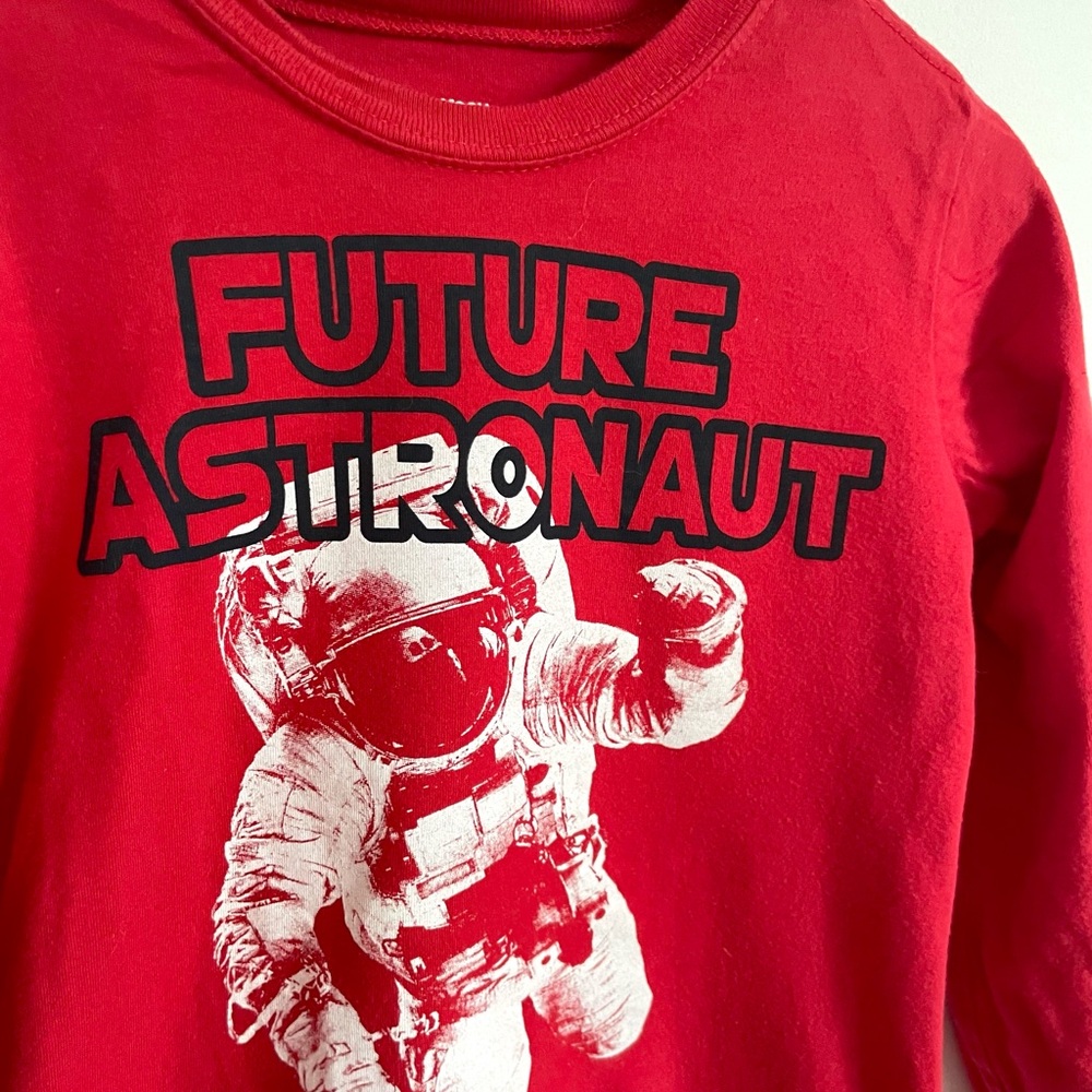 4/$21💥Future Astronaut Unisex Space T-Shirt, Tomato Red, Long Sleeves, Oshkosh